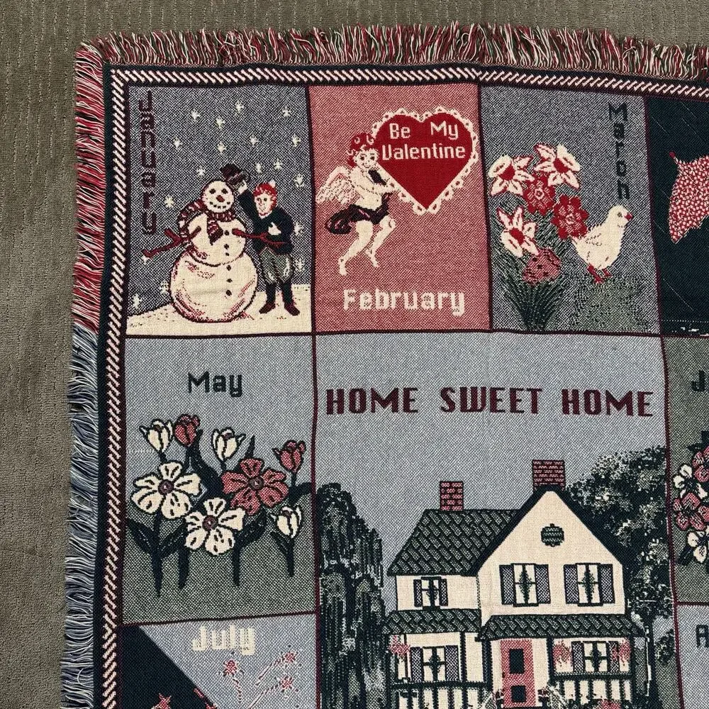 Home Sweet Home Monthly Calendar Tapestry Throw Blanket 47 x 68
